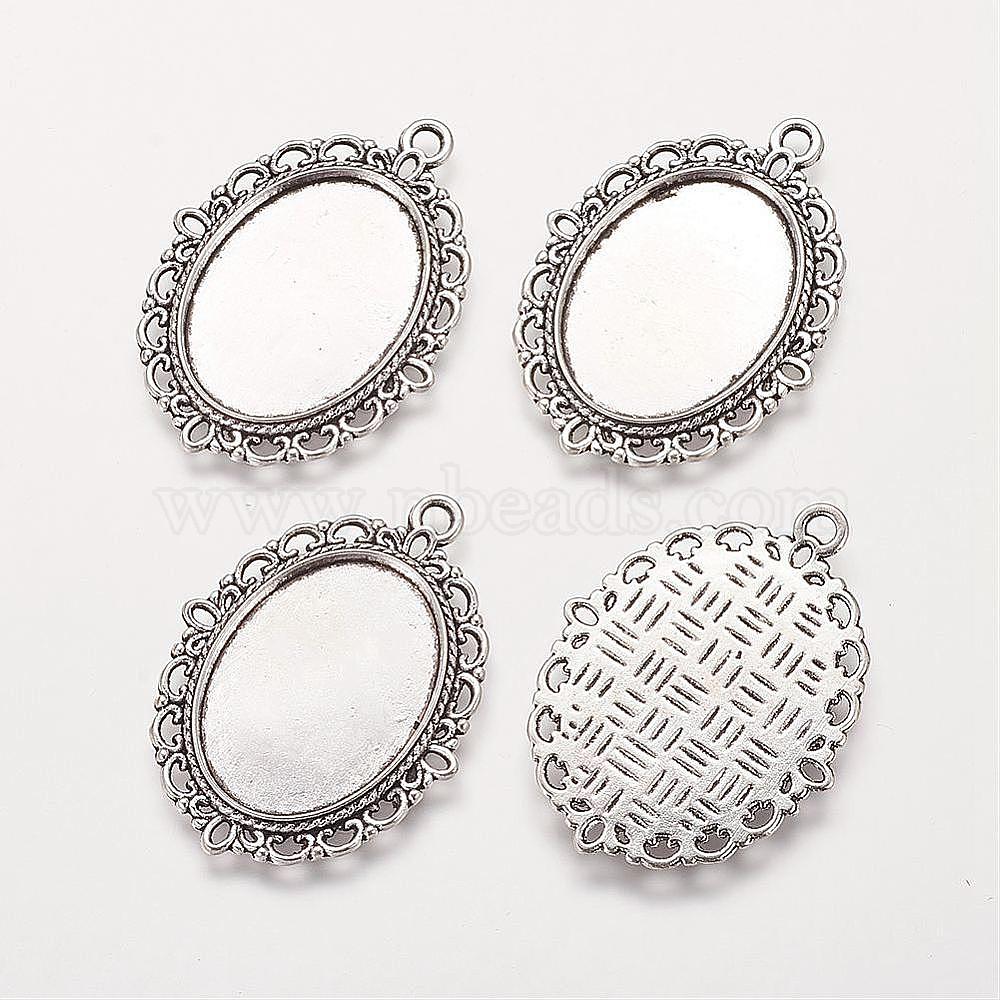 DIY Findings for Jewelry x 20 Alloy Pendant Settings for Cabochon & Rhinestone 