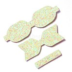 Glitter Non Woven Fabric Decoration Accessories, with Paillette/Sequins, Hair Bow, Bowknot, Yellow, 8.1x2.6x0.15cm, 5.8x2.4x0.15cm, 3.5x0.8x0.15cm(AJEW-WH0002-10C)