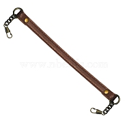 Imitation Leather Bag Extension Chains, with Antique Bronze Iron Hooks & Curb Chain, Coconut Brown, 35x0.5cm(PW-WG23577-04)