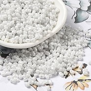 Glass Seed Beads, Peanut, White, 3.5~4x2~2.5x2~2.3mm, Hole: 0.8mm, about 8000pcs/pound(SEED-K009-02A-10)