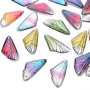 Transparent Resin Pendants, with Gold Foil, Insects Wing, Mixed Color, 24.5x11.5x2mm, Hole: 1mm(X1-RESI-Q216-001)