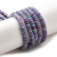 Natural Dolomite Beads Strands, with Synthetic Opal, Dyed, Disc, Heishi Beads, Plum, 4x2mm, Hole: 0.6mm, about 184pcs/strand, 15.94''(40.5cm)(G-K350-B01-01A)