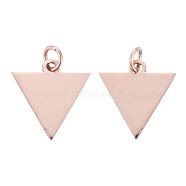 201 Stainless Steel Pendants, Manual Polishing, Inverted Triangle, Rose Gold, 16x15x1mm, Hole: 3.5mm(STAS-S105-T624-3)