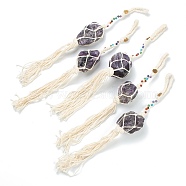 Gemstone Pendant Decorations, with Cotton Thread, Nuggets, 310~325mm(AJEW-I059-08C)