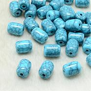 Resin Beads, Barrel, Dark Turquoise, 15x13.5~14mm, Hole: 3mm(RESI-T005-14x15-B10)