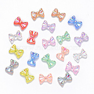 Resin Cabochons, Nail Art Decoration Accessories, AB Color Plated, Bowknot, Mixed Color, 7x11x3mm(MRMJ-R063-03)