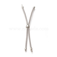 Nylon Twisted Cord Bracelet, with Brass Cord End, for Slider Bracelet Making, Light Grey, 9 inch(22.8cm), Hole: 2.8mm, Single Chain Length: about 11.4cm(MAK-M025-147A)