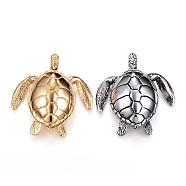 304 Stainless Steel Big Pendants, Sea Turtle, Mixed Color, 51x47x18mm, Hole: 6x10mm(STAS-F044-03)