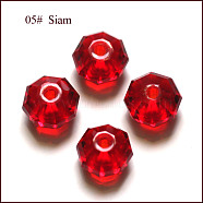 Imitation Austrian Crystal Beads, Grade AAA, Faceted, Octagon, Dark Red, 6x4mm, Hole: 0.7~0.9mm(SWAR-F083-4x6mm-05)