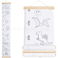 Dinosaur Pattern Removable Height Chart for Kids, Wood & SGC Hanging Measuring Chart Rulers, Rectangle, White, 1290x200~213x0.3~11mm(AJEW-WH0165-72B)