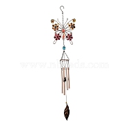 Iron Wind Chimes, Small Wind Bells Handmade Pendants, with Brass Tubes, Glass Rhinestone and Acrylic Beads, Butterfly, Colorful, 900mm(HJEW-L025-D01)