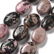 Natural Rhodonite Beads Strands, Flat Oval, 18~18.5x13~13.5x6~6.5mm, Hole: 1.2mm, about 11pcs/strand, 7.76 inch(19.7cm)(G-P528-M21-01)
