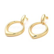 Real 18K Gold Plated Brass Dangle Stud Earrings, Long-Lasting Plated, Cadmium Free & Lead Free, Teardrop, 58x37.5mm(EJEW-G382-19B-G)