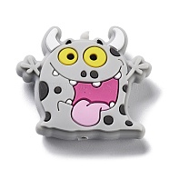 Little Monster Silicone Beads, Gray, 27.5x32x9.5mm, Hole: 2.5mm(SIL-R014-02C)