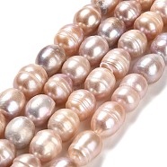 Natural Cultured Freshwater Pearl Beads Strands, Rice, Grade AB, Rosy Brown, 12~14x11~12mm, Hole: 0.6mm, about 29~31pcs/strand, 14.57~14.96''(37~38cm)(PEAR-E016-107)
