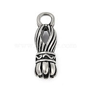 304 Stainless Steel Pendants, Column Charm, Antique Silver, 36x12mm, Hole: 5.5x6mm(STAS-F310-04AS-03)