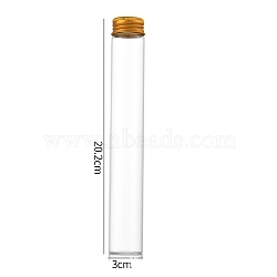 Clear Glass Bottles Bead Containers, Screw Top Bead Storage Tubes with Aluminum Cap, Column, Golden, 3x20cm, Capacity: 110ml(3.72fl. oz)(CON-WH0085-75K-02)