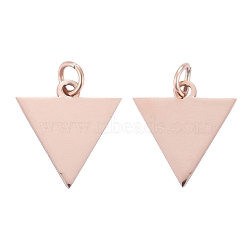 201 Stainless Steel Pendants, Manual Polishing, Inverted Triangle, Rose Gold, 16x15x1mm, Hole: 3.5mm(STAS-S105-T624-3)