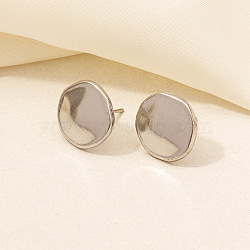 Flat Round Stainless Steel Stud Earrings for Women(PJ9303-7)