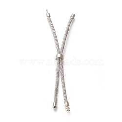 Nylon Twisted Cord Bracelet, with Brass Cord End, for Slider Bracelet Making, Light Grey, 9 inch(22.8cm), Hole: 2.8mm, Single Chain Length: about 11.4cm(MAK-M025-147A)