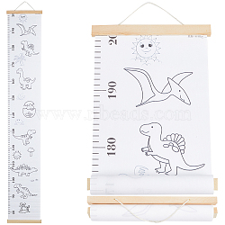 Dinosaur Pattern Removable Height Chart for Kids, Wood & SGC Hanging Measuring Chart Rulers, Rectangle, White, 1290x200~213x0.3~11mm(AJEW-WH0165-72B)