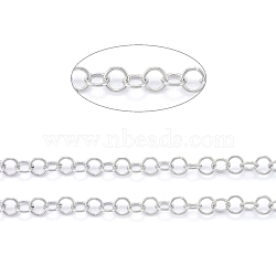 304 Stainless Steel Rolo Chains, Belcher Chains, Unwelded, with Spool, Stainless Steel Color,4x0.6mm, about 32.8 Feet(10m)/roll(CHS-F011-08A-P)