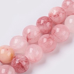 Natural Colorful Green Jade Beads Strands, Dyed, Round, Misty Rose, 6mm, Hole: 0.8mm, about 63pcs/strand, 14.5 inch(37cm)(G-G757-02-6mm)