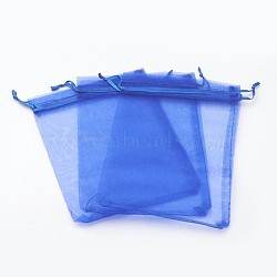 Organza Bags, Rectangle, Dark Blue, 18x13cm(X-OP-S001-13x18cm-10)