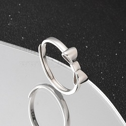 925 Sterling Silver Bowknot Adjustable Rings for Women, Silver, 4.5mm, Inner Diameter: 17mm(RJEW-R008-02S-02)