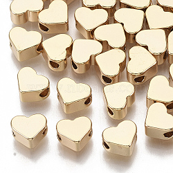 Brass Beads, Heart, Nickel Free, Real 18K Gold Plated, 6x7x3.5mm, Hole: 1.8mm(X-KK-T055-021G-NF)