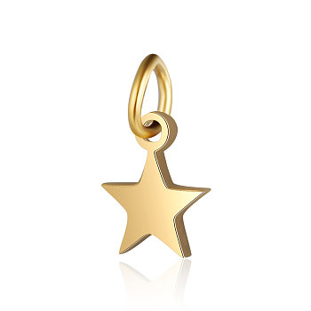 201 Stainless Steel Charms, Star, Golden, 7x5.5x1mm, Hole: 2~2.5mm