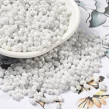 Glass Seed Beads, Peanut, White, 3.5~4x2~2.5x2~2.3mm, Hole: 0.8mm