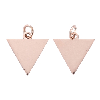 201 Stainless Steel Pendants, Manual Polishing, Inverted Triangle, Rose Gold, 16x15x1mm, Hole: 3.5mm