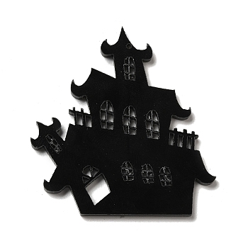 Halloween Opaque Acrylic Pendants, Castle, 51x49x2mm, Hole: 1mm