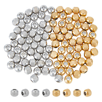 100Pcs 2 Colors 201 Stainless Steel Beads, Cadmium Free & Nickel Free & Lead Free, Rondelle, Mixed Color, 6x5.5mm, Hole: 2mm, 50pcs/color