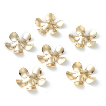 304 Stainless Steel Bead Caps, 5-Petal, Flower, Golden, 15x14.5x2.4mm, Hole: 1.2mm