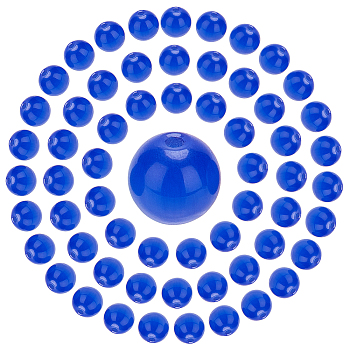 SUNNYCLUE 100Pcs Cat Eye Beads, Round, Blue, 8mm, Hole: 1.2mm