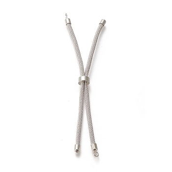 Nylon Twisted Cord Bracelet, with Brass Cord End, for Slider Bracelet Making, Light Grey, 9 inch(22.8cm), Hole: 2.8mm, Single Chain Length: about 11.4cm