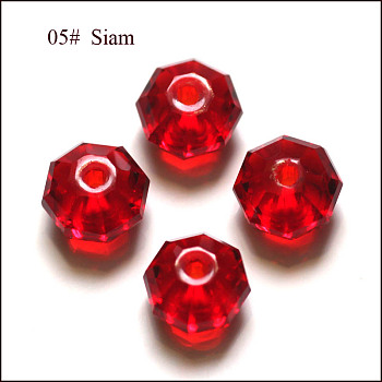 Imitation Austrian Crystal Beads, Grade AAA, Faceted, Octagon, Dark Red, 6x4mm, Hole: 0.7~0.9mm