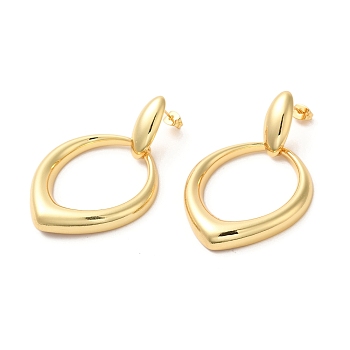 Real 18K Gold Plated Brass Dangle Stud Earrings, Long-Lasting Plated, Cadmium Free & Lead Free, Teardrop, 58x37.5mm