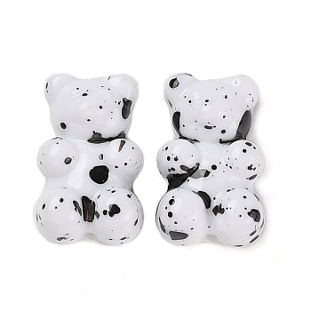 Opaque Bear Acrylic Beads, White, 18x11x7mm, Hole: 1.5mm