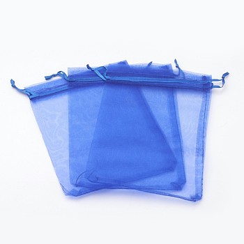 Organza Bags, Rectangle, Dark Blue, 18x13cm