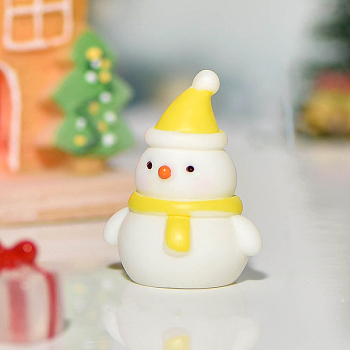 Christmas Themed Resin Snowman Figurine, Micro Landscapes Ornament Accessories, Yellow, 36x29mm