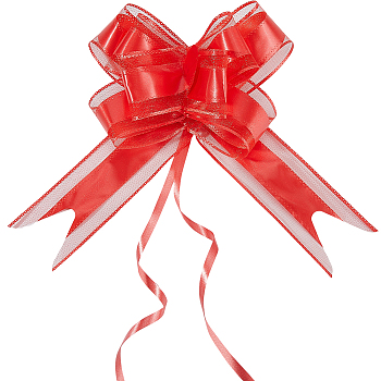 Plastic Bowknot Pull Bows, Gift Ribbon For Wedding Birthday Party Decoration, Red, 765x50x1mm, Finished Product: 215x175mm