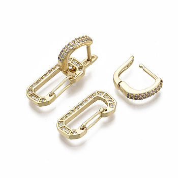 (Jewelry Parties Factory Sale)Brass Micro Pave Clear Cubic Zirconia Huggie Hoop Earring, Nickel Free, Real 18K Gold Plated, 25mm, Pin: 0.8mm
