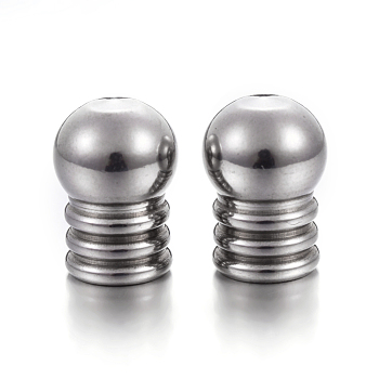 304 Stainless Steel Cord End Caps, Stainless Steel Color, 13x9mm, Hole: 6mm