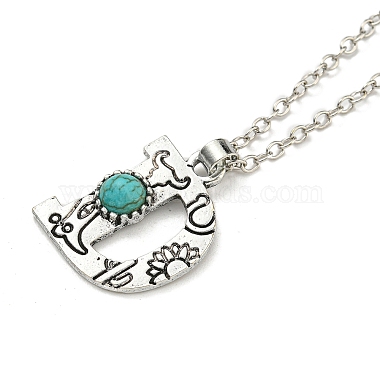 Lettre a ~ z en alliage plaqué argent antique avec colliers à pendentif turquoise synthétique(NJEW-G080-01D)-2