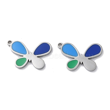 Stainless Steel Color Colorful Butterfly Stainless Steel+Enamel Pendants