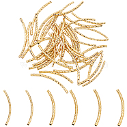 Elite 60Pcs 3 Style Brass Curved Tube Beads, Textured, Golden, 30~35x1.5~2mm, Hole: 0.8~1.2mm, 20pcs/style(FIND-PH0006-04)