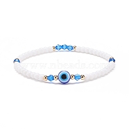 Resin Evil Eye & Acrylic Beaded Stretch Bracelet for Women, Blue, Inner Diameter: 2-1/8 inch(5.5cm)(BJEW-JB08609-04)
